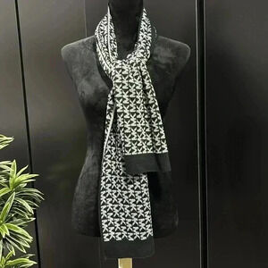 Michael Kors Knit Scarf,silver threading, MK logo throughout,- 10”Wx 62”L